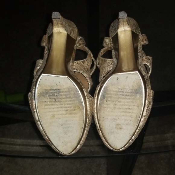 Michael Antonio Gold Snakeskin Zip Up Heels - Picture 8 of 8